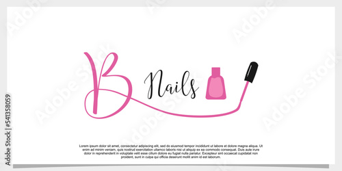 letter b with icon nail polish logo design template