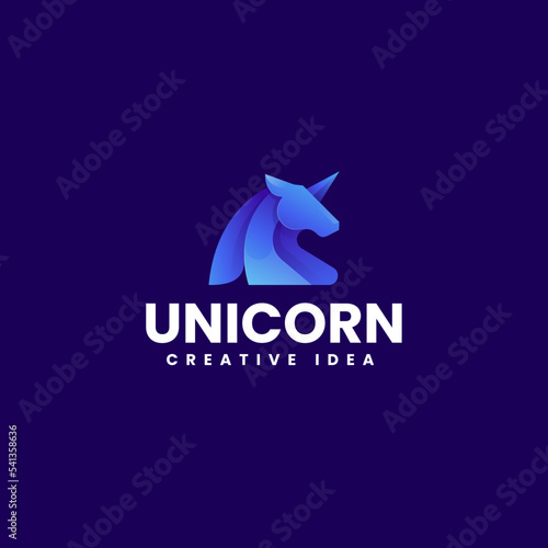 Vector Logo Illustration Unicorn Gradient Colorful Style.