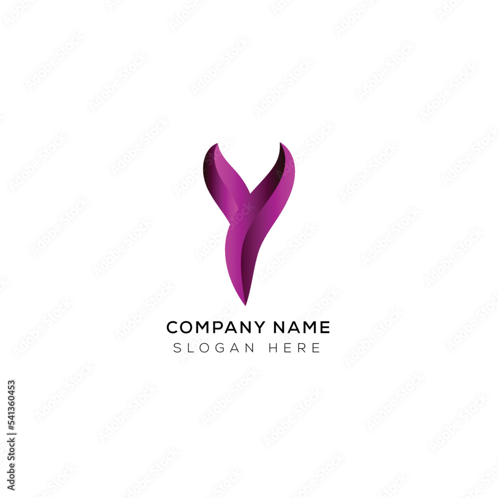 Gradient 3d letter y logo design