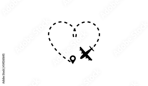 Airplane SVG PNG clipart, Travel svg, Love travel, vacation trip, honeymoon, Plane Route heart path