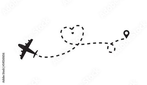 Airplane SVG PNG clipart, Travel svg, Love travel, vacation trip, honeymoon, Plane Route heart path