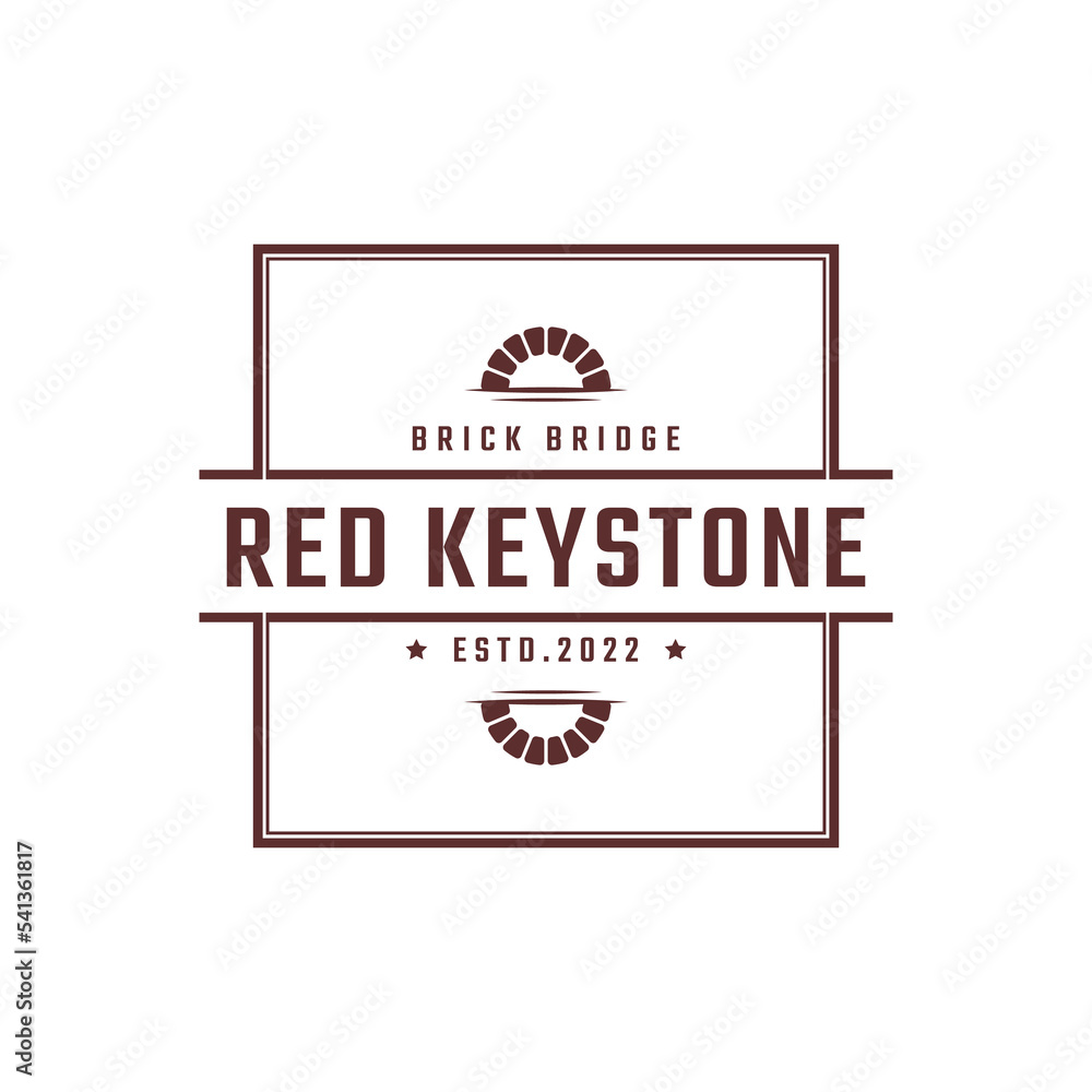 Vintage Retro Badge Emblem Keystone Canal Waterway Brick Bridge with