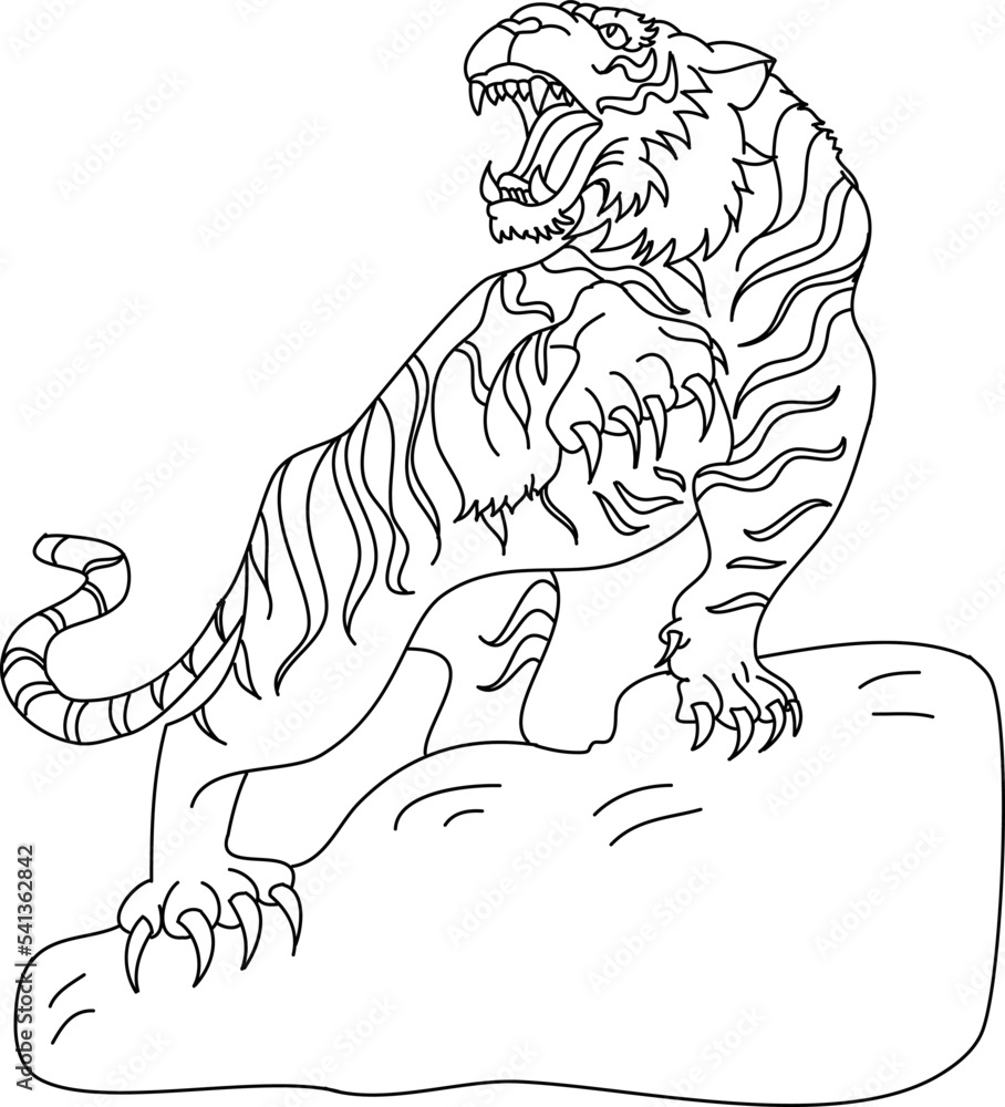 Tiger and Dragon fighting  Dragon and tiger tattoo. Stock  Vector | Adobe Stock