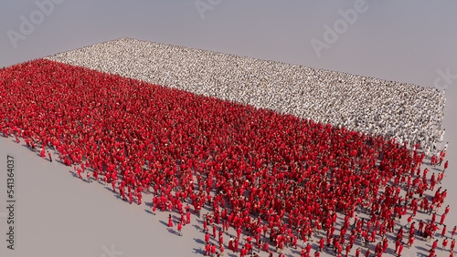 Polish Flag formed from a Crowd of People. Banner of Poland on White. photo