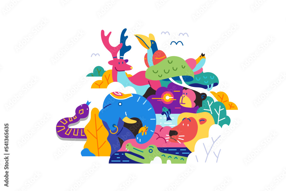 Fototapeta premium Wildlife Animal Kingdom Vector illustration