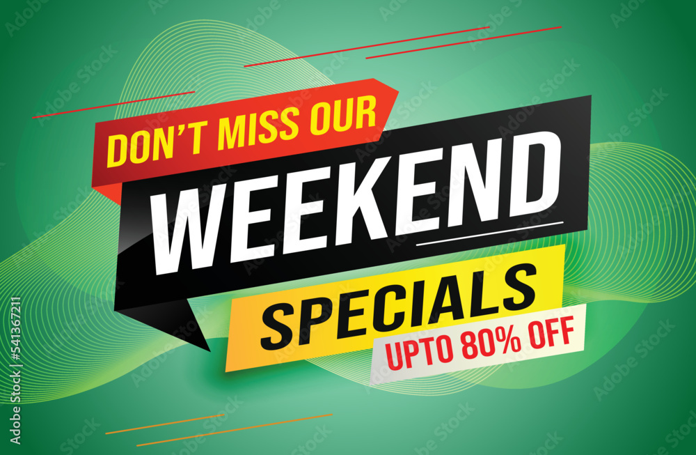 	
Weekend Special sale tag. Banner design template for marketing. Special offer promotion retail. background banner modern graphic design for advertising store shop, online store, website