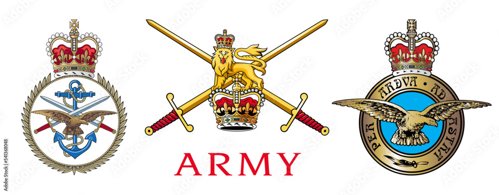 Vector emblem of the British Armed Forces. British Army. Royal Air ...