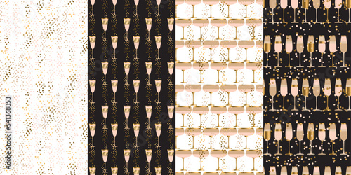 Champagne seamless pattern. Sparkling wine photo