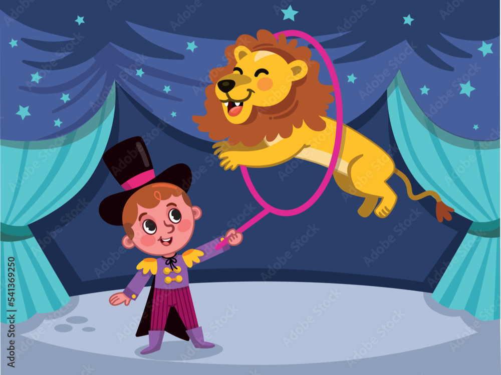 Vector illustration of a lion tamer. Vector illustration of a lion tamer.