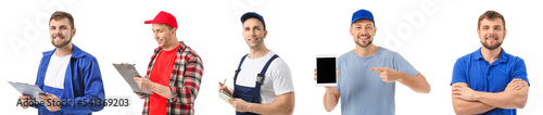 Set of truck drivers on whi...