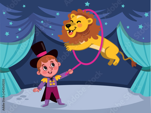 Vector illustration of a lion tamer.