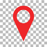 Map Pin Locator flat style Icon Isolated on Transparent Background. Navigation map, gps concept.