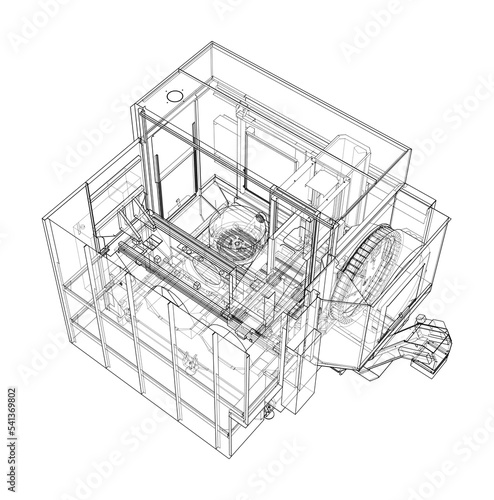 Metalworking CNC milling machine. Vector