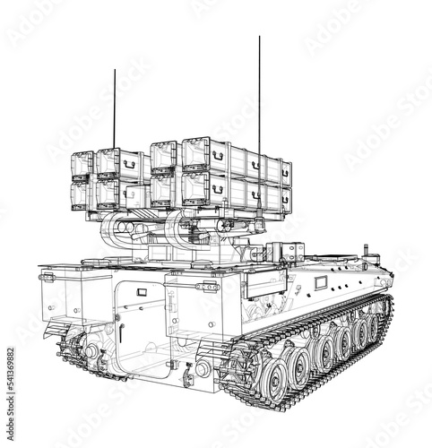 Military track missle system. Vector