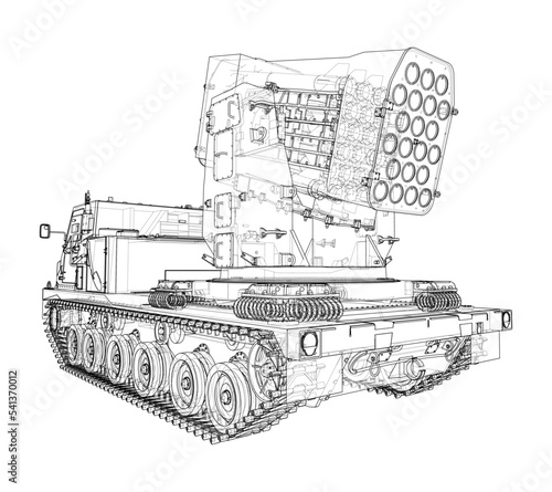 Military track missle system. Vector