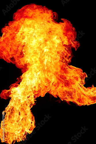 Burning flame on black back...