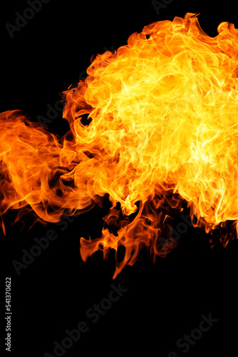 Burning flame on black back...
