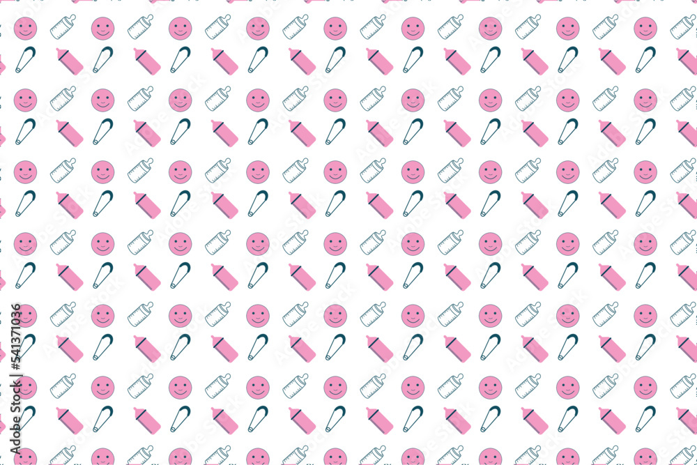 Endless baby pattern background design for backdrops, wallpapers, and book covers. Seamless childish pattern decoration with smiling faces and baby feeder icons. Abstract kid's pattern vector. Endless baby pattern background design for backdrops, wallpapers, and book covers. Seamless childish pattern decoration with smiling faces and baby feeder icons. Abstract kid's pattern vector.