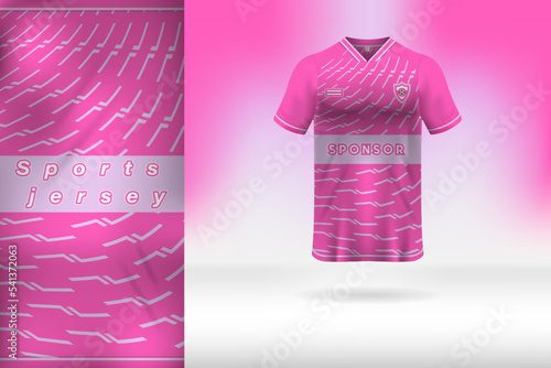 Pink sports jersey template design geometric pattern concept
