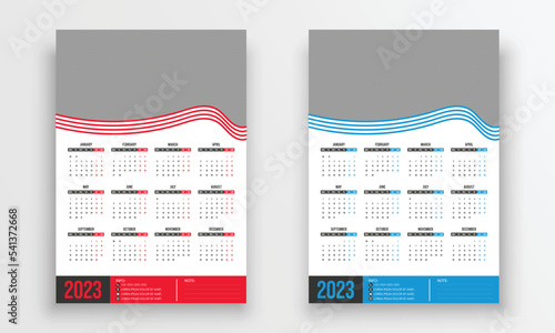 2023 calendar design. Wall calendar 2023 year template design. photo