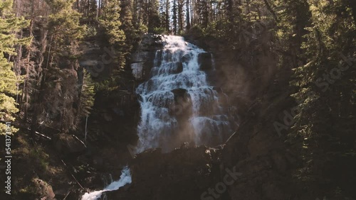 Aerial fly away of Morrell Falls located just outside of Missoula, Montana photo