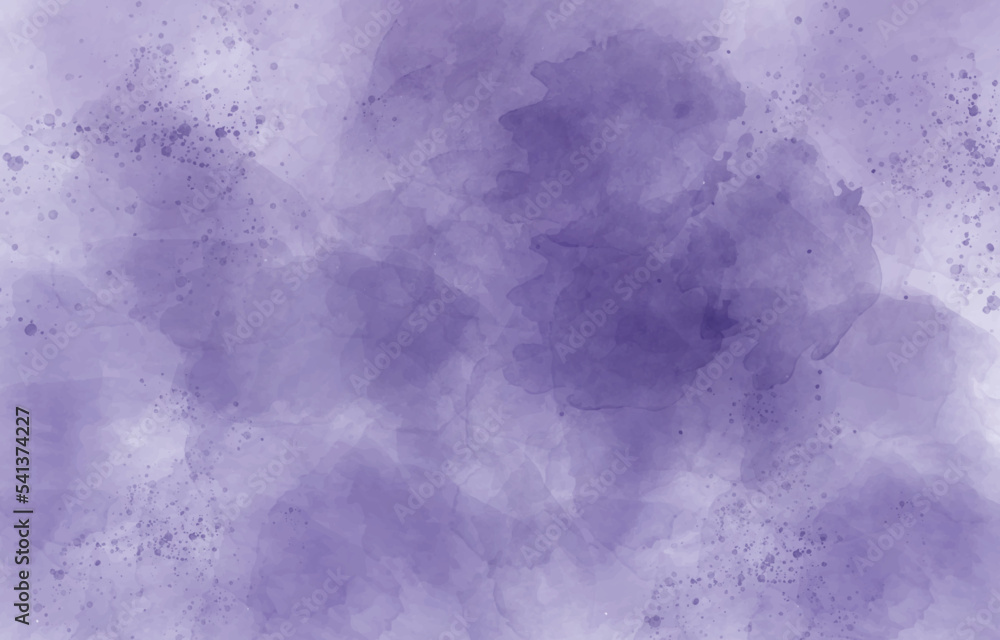 Purple watercolor background, color splashing, Watercolor abstract wet hand drawn for wallpaper, card greeting, poster, design, cover, invitation. Vector illustration