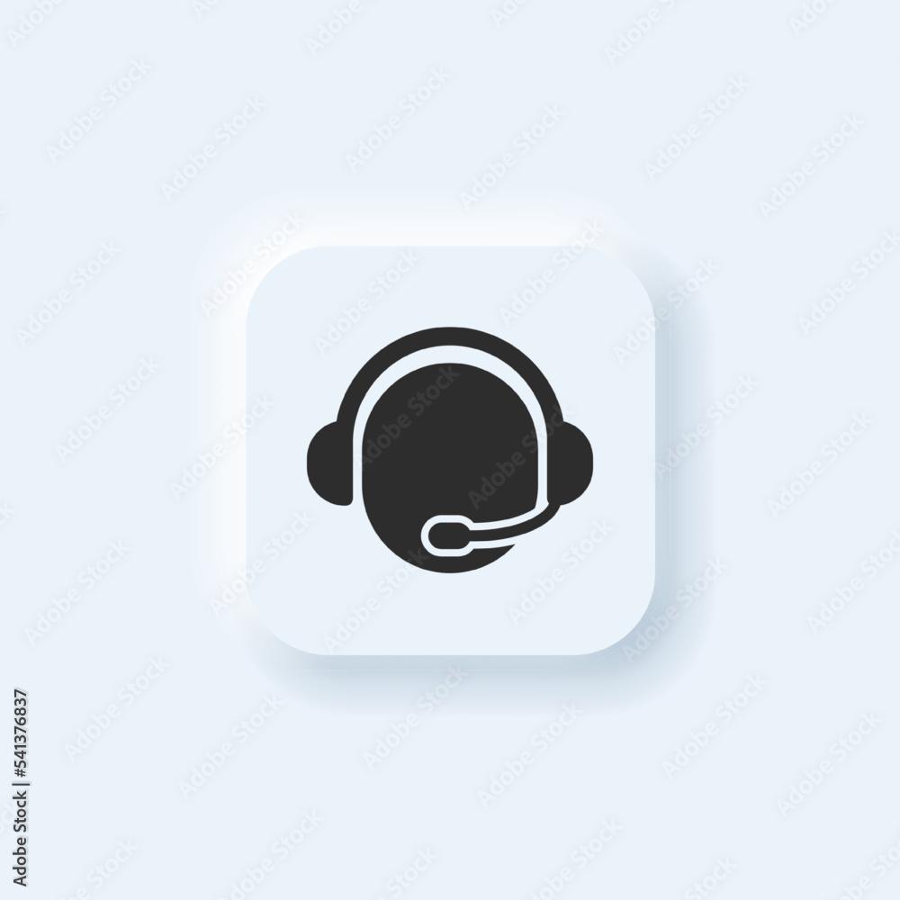 Vector neumorphic style Customer Call Support button for UI design