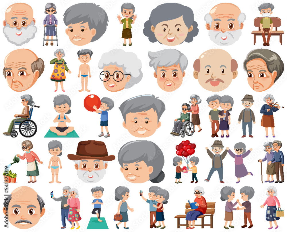 Collection of elderly people icons