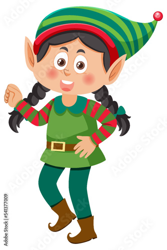 Christmas elf girl cartoon character