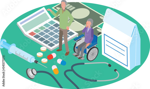 高齢者と医療費のイメージイラスト