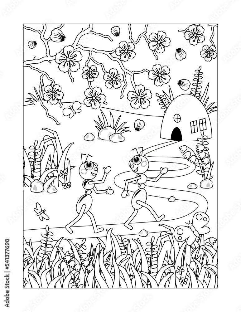 Ants are coming back to their home coloring page
