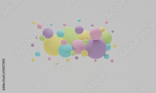 Abstract 3d background. 3d rendering with rainbow sphere balls.