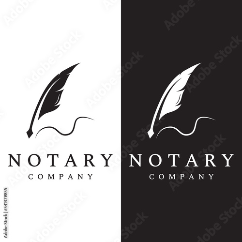 Creative design of pen template logo with hipster quill for author or author, signature.
