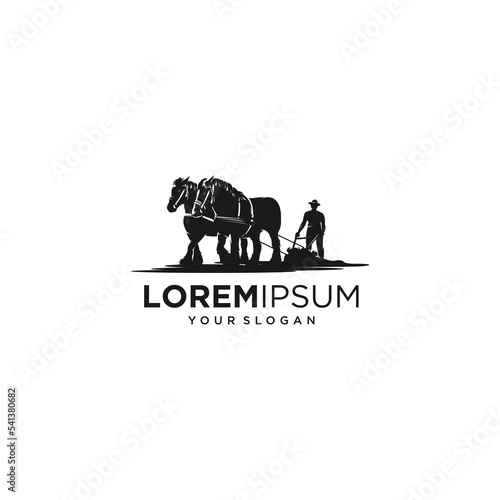 plowing with horse silhouette logo