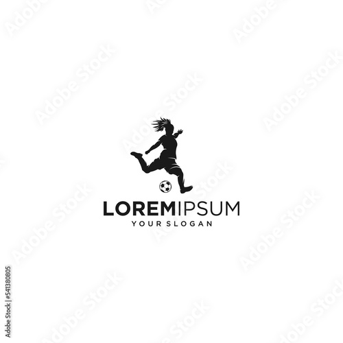 woman football player silhouette logo