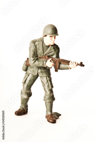 Fototapeta plastic american infantry toy soldier WWII isolated