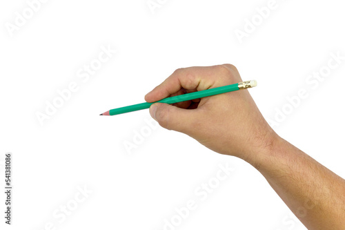 human hand with pencil isolate