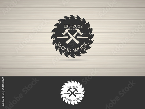 Wood Industries Company Logo With The Concept Of Saws And Carpentry And Classic And Vintage Style.