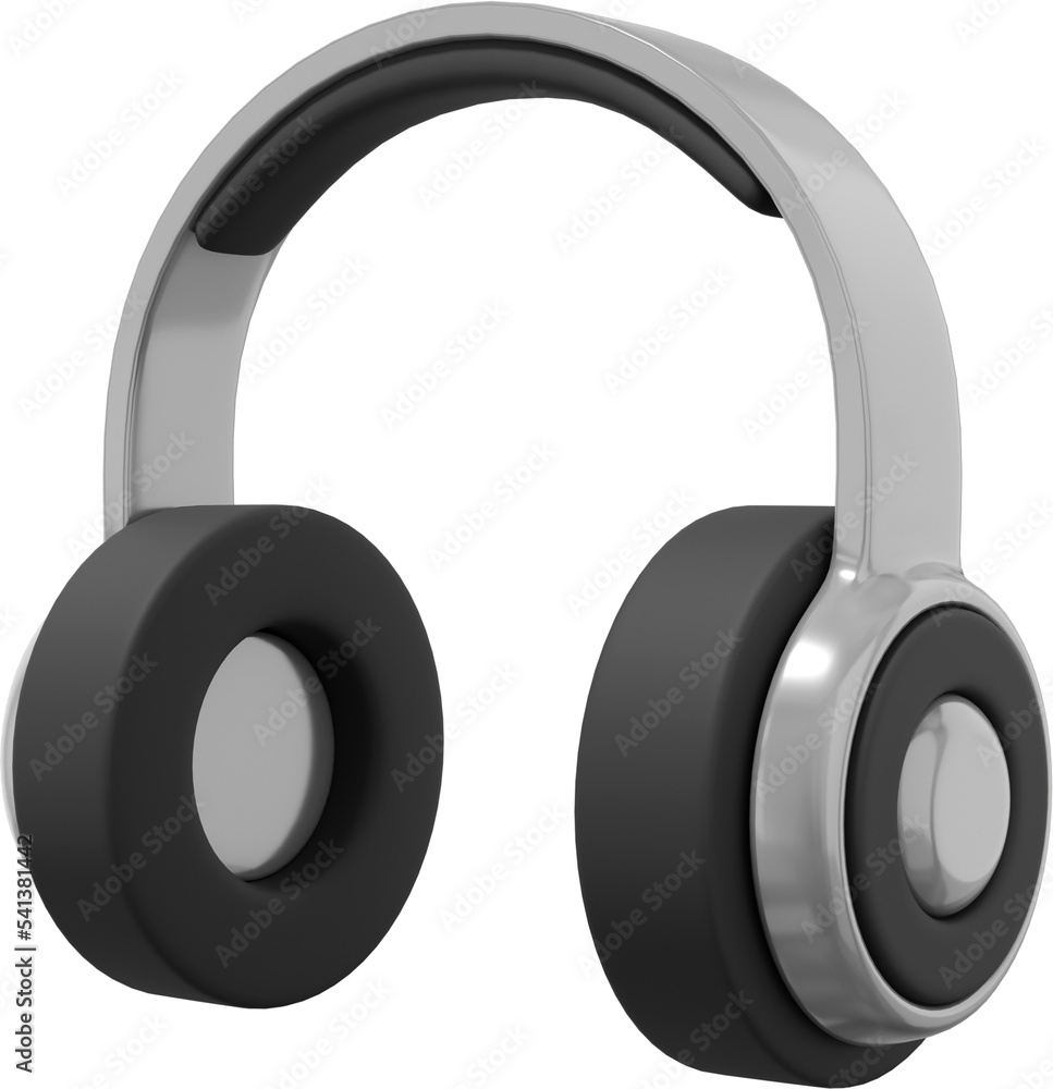 Wireless headphones side view. Gray PNG icon on a transparent background. 3D rendering. Wireless headphones side view. Gray PNG icon on a transparent background. 3D rendering.