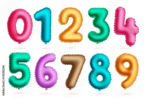 Birthday balloons number set vector design. Birthday colorful balloon elements for party event background decoration. Vector Illustration.