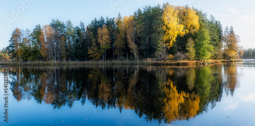 River and natural salomon area in autumn. Farnebofjarden national park in north of Sweden.