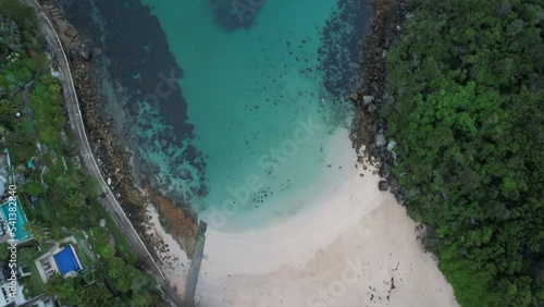 Aerial view of the beautiful Shelly beach located in Sydney, Australia