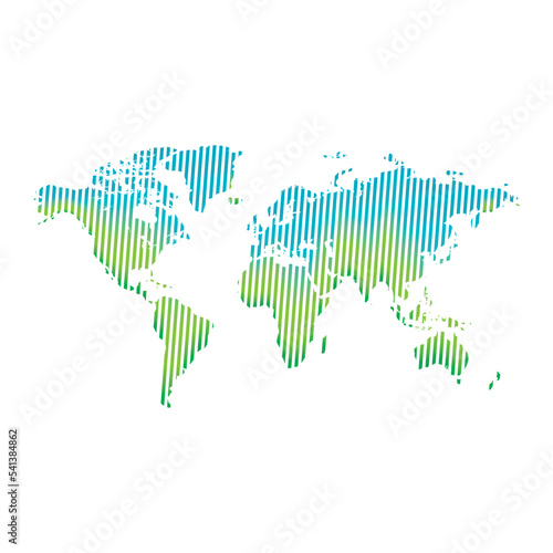 World map vector in blue and green color