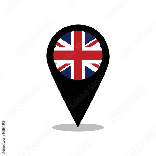 Vector illustration of British flag with pin design