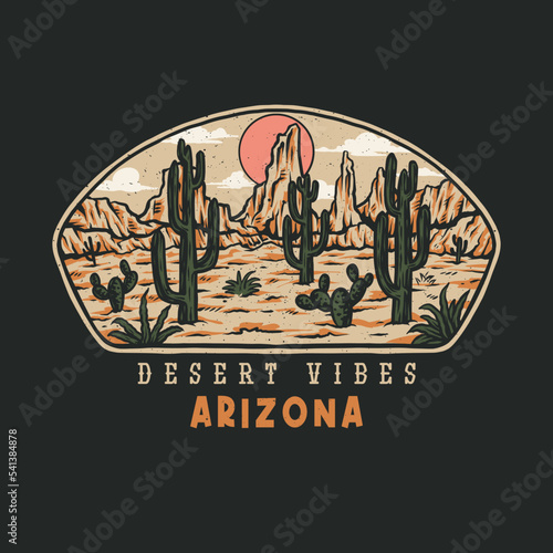 Arizona desert vibes graphic design, hand drawn line style with digital color, vector illustration © Amillustrated
