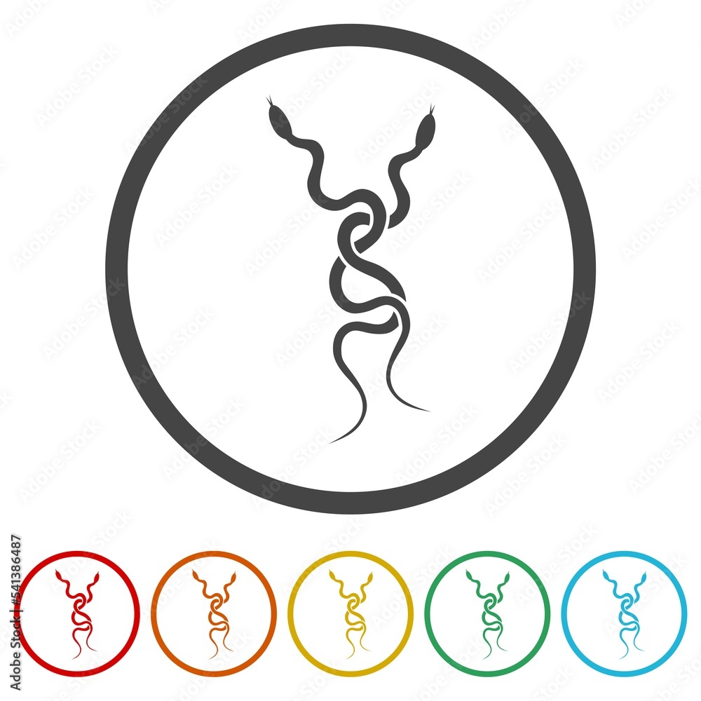 Silhouette snake icon. Set icons in color circle buttons Silhouette snake icon. Set icons in color circle buttons