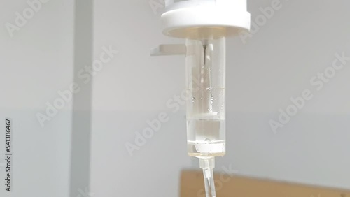 Close up shot of saline pipe in a hospital in Pakistan. photo