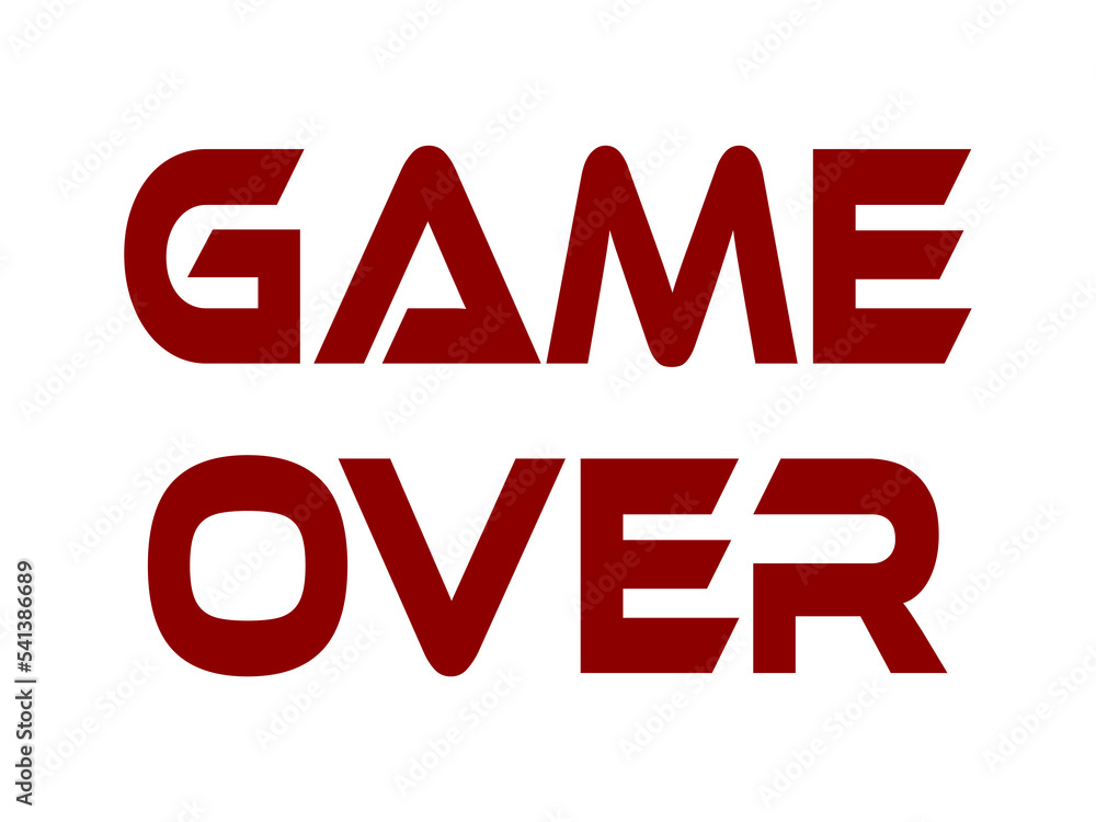 Fototapeta premium Isolated futuristic game over text message screen, red text. 