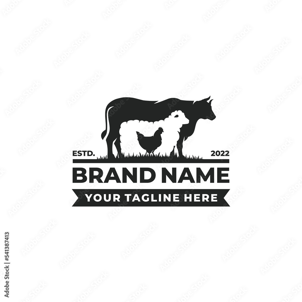 Farm animal logo design vector Farm animal logo design vector