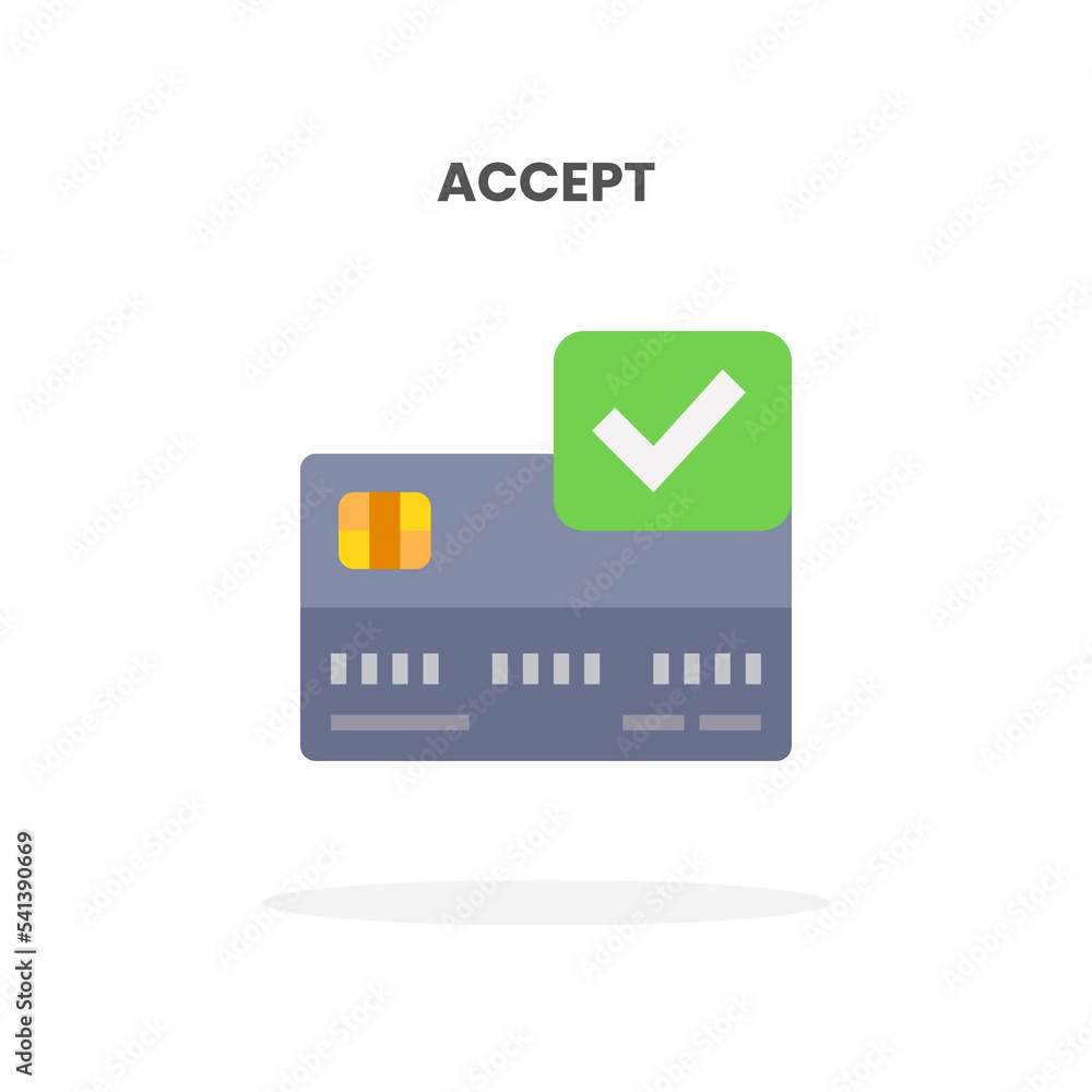 Credit Card Accept flat icon. Vector illustration on white background. Can used for web, app, digital product, presentation, UI and many more. Credit Card Accept flat icon. Vector illustration on white background. Can used for web, app, digital product, presentation, UI and many more.